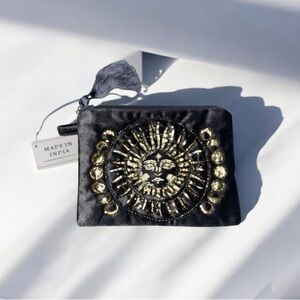 Embroidered Black and Gold Clutch